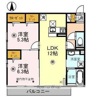 オークリーフ三郷 A棟【1階】の間取り