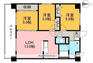 ヒコルティーレ丁野【2階】の間取り