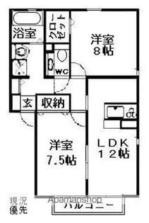 長野県長野市若里2丁目【アパート】の間取り