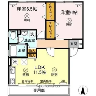 ハイカムール花尻 B棟【1階】の間取り