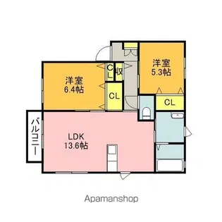メゾン ド ボヌール A棟【2階】の間取り