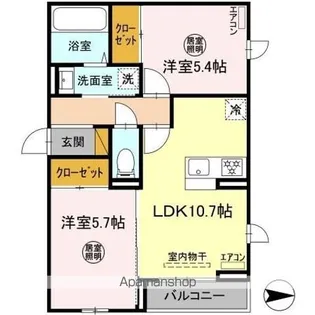 K・TELLUS (ケー・テルース)【2階】の間取り