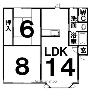 コーポイシバシ【2B号室】の間取り