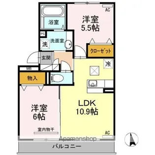 ウエスト ヴィレッジⅡ B棟【1階】の間取り