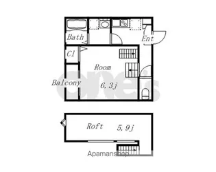 ロイヤルクレスト八熊【202号室号室】の間取り
