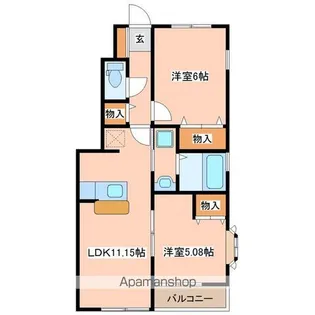 ソレアードS【105号室】の間取り