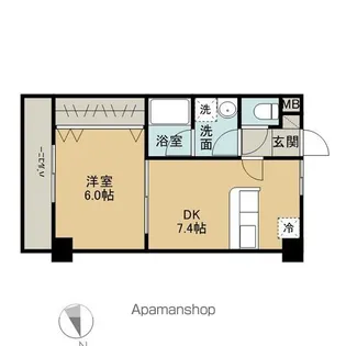 1DKの間取り画像