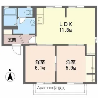 エクセレント桜ヶ丘B棟【1階】の間取り