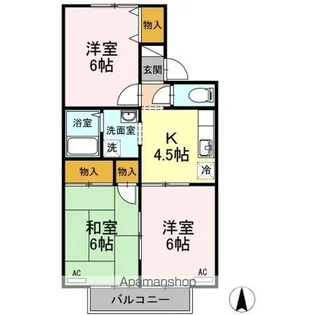 2LDKの間取り画像