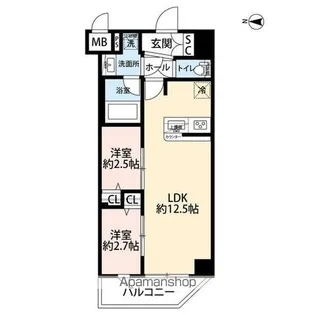 プレール・ドゥーク亀戸小村井【5階】の間取り