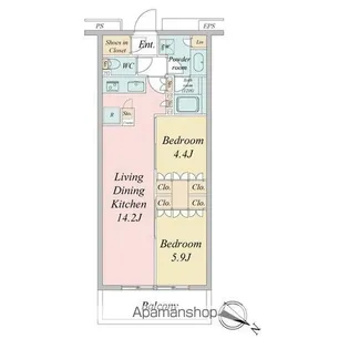 ブランシエスタ目黒中央町【4階】の間取り