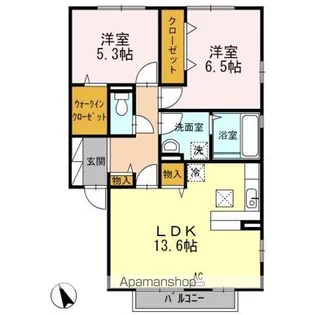 クオーレ政所【2階】の間取り