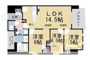 ジオ山科椥辻サウス【8階】の間取り