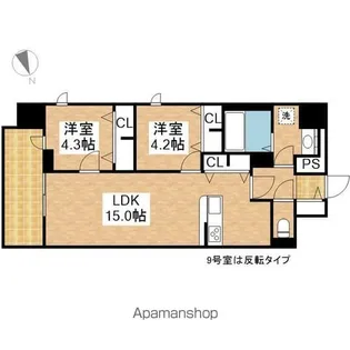ザ・シンフォニア新栄【4階】の間取り