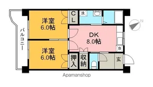 コーポ西村Ⅱ【6階】の間取り
