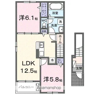 カーサ・ピノB【2階】の間取り