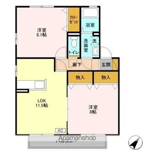 ローズガーデン・レジス ABCD【2階】の間取り