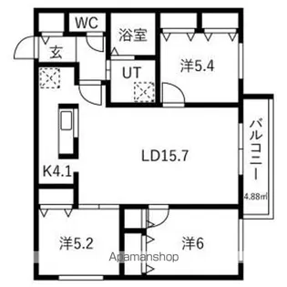 AURA GRANDEE MINAMI SAPPORO(アウラ【303号室】の間取り
