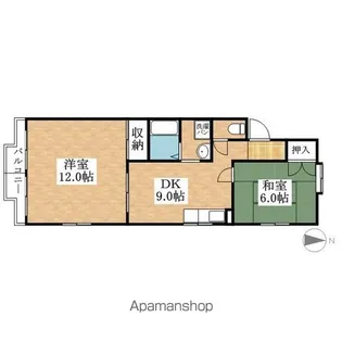 第1シャトープレドパーク【405号室】の間取り