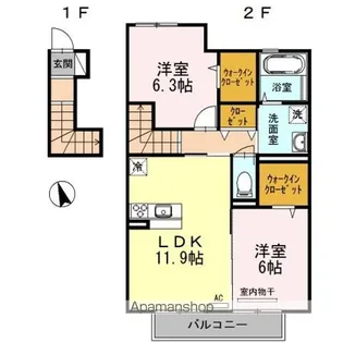 ロン・ラポール A棟【2階】の間取り