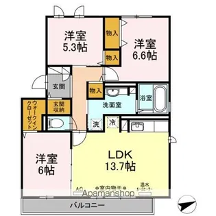 セジュール NANA【201号室】の間取り