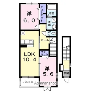 トゥー・ル・モンドB【2階】の間取り