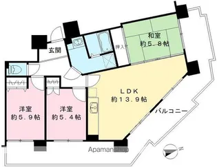 シティ・ライフ グランヴィーネ星ヶ丘 A棟【4階】の間取り