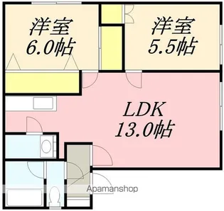 2LDKの間取り画像