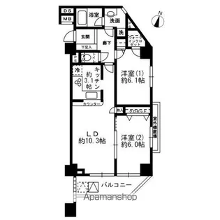 レジディア根岸【7階】の間取り