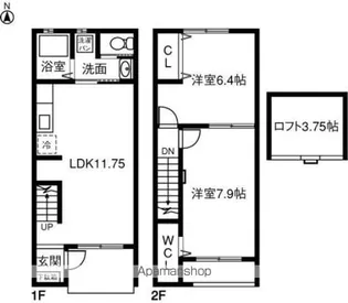 愛知県海部郡蟹江町錦2丁目【テラスハウス】の間取り