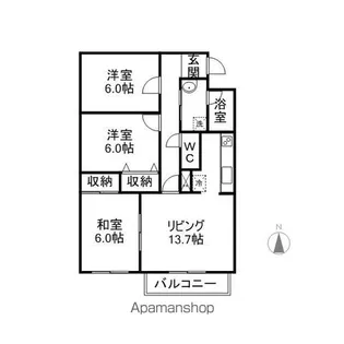 パークサイド中御所【3階】の間取り