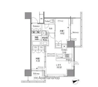 レジディアタワー目黒不動前【11階】の間取り