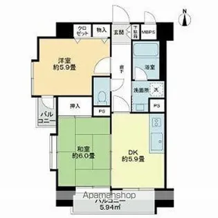 ライオンズマンション長町四丁目【2階】の間取り