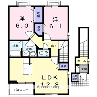 サウス・サバーブズ B【2階】の間取り