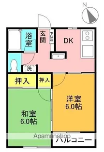 コーポ馬場西 A棟【206号室】の間取り