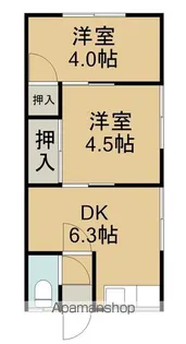 くるみ荘【1階右端号室】の間取り