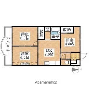 第2サンハイツ余合【303号室】の間取り