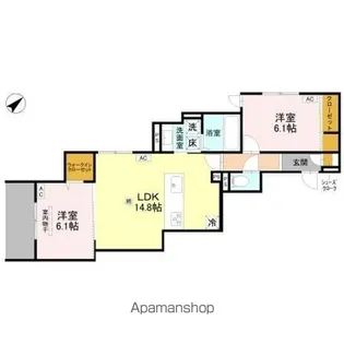 ラ メゾン ピック 中百舌鳥II【102号室】の間取り