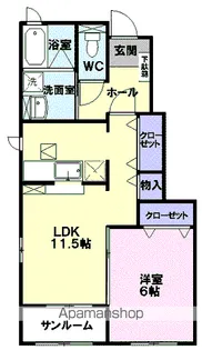 ウィスティリア パディ壱番館【1階】の間取り