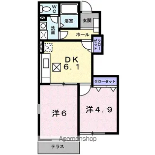 ブルックロードM【1階】の間取り