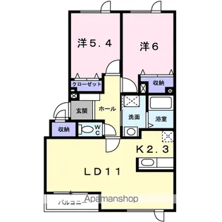 グリーンフィールドⅡ【204号室】の間取り