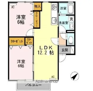 コーポ・アゼリア【1階】の間取り
