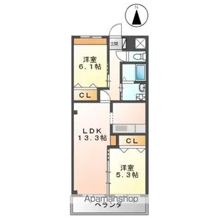 Excellent 街角 参番館【205号室】の間取り