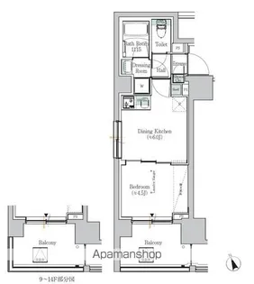 ONE ROOF RESIDENCE ASAKUSABASHI【4階】の間取り