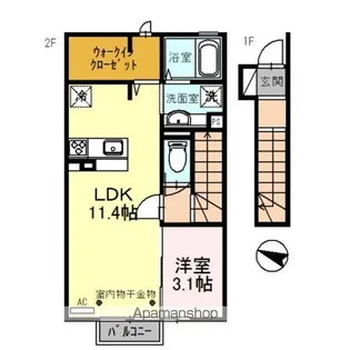 グランドゥール東森田【2階】の間取り