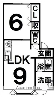 ユトリロ鳳乃舞A棟【1-3号室】の間取り
