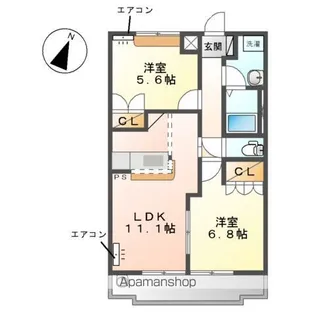 クレメント駒木A【2階】の間取り