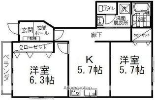 ファミーユ松原B棟【N104号室】の間取り