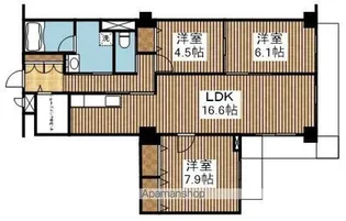 パルステージ関屋Ⅱ【6階】の間取り