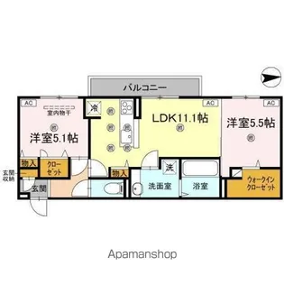 コンフォリア木太【2階】の間取り